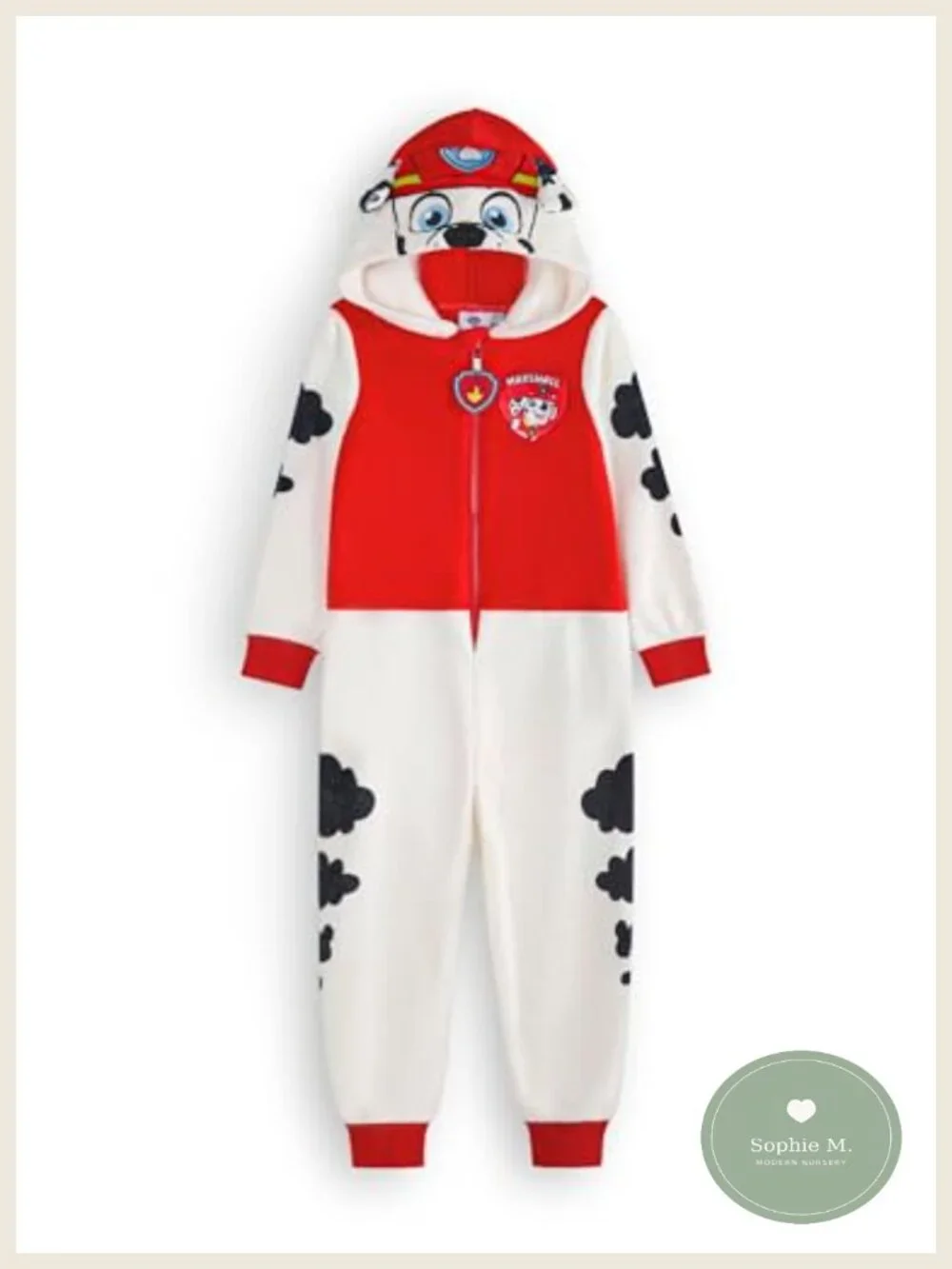 Kids Paw Patrol Marshall One-Piece Pajamas Zipper Hooded Jumpsuit